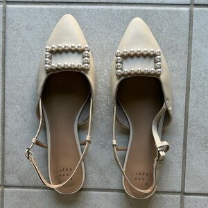 a new day Cream Flats with Pearl Accents